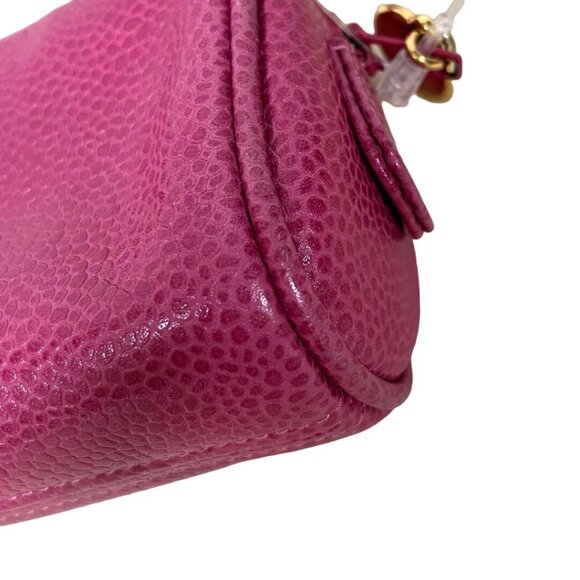 Authentic CHANEL CC Caviar Leather Coin Case Cosmetic Makeup Case Pouch Pink - Picture 11 of 12